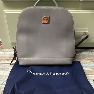 NWT Dooney & Bourke Smoke Grey Leather Zip Pod Backpack~Larger Size